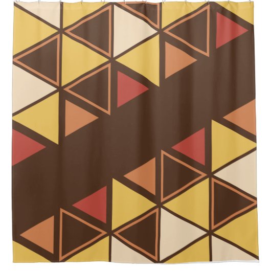 Retro Geometric Triangles Autumn Douchegordijn (Voorkant)