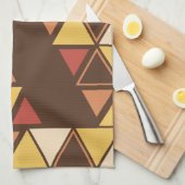 Retro Geometric Triangles Autumn Theedoek (Quarter Fold)