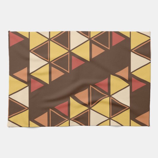 Retro Geometric Triangles Autumn Theedoek (Horizontaal)