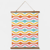 Retro Geometric Waves Oranje Pink Turquoise Yellow Hangend Wandkleed (Voorkant)
