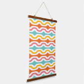 Retro Geometric Waves Oranje Pink Turquoise Yellow Hangend Wandkleed (Gebogen)