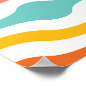 Retro Geometric Waves Oranje Pink Turquoise Yellow Poster (Hoek)