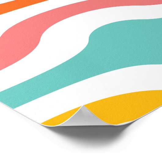 Retro Geometric Waves Oranje Pink Turquoise Yellow Poster (Hoek)