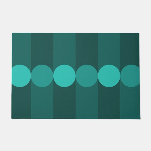 Retro Geometrie Strepen Cirkels Blauwgroen Deurmat (Voorkant)