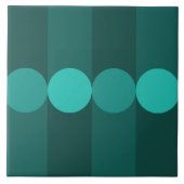 Retro Geometrie Strepen Cirkels Blauwgroen Tegeltje (Voorkant)