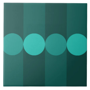 Retro Geometrie Strepen Cirkels Blauwgroen Tegeltje