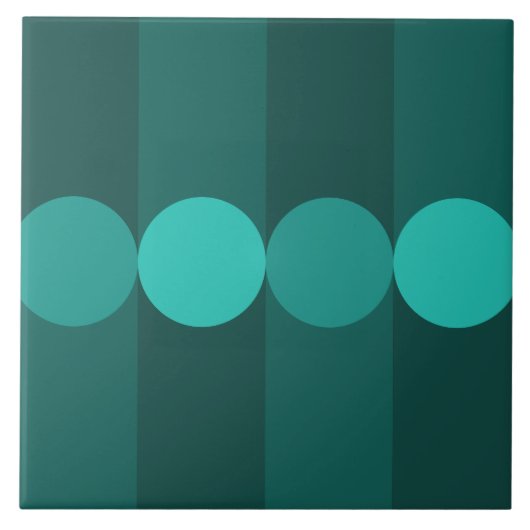 Retro Geometrie Strepen Cirkels Blauwgroen Tegeltje (Voorkant)
