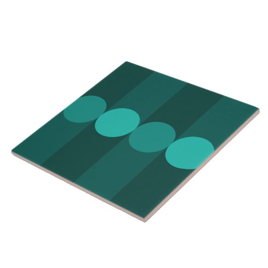 Retro Geometrie Strepen Cirkels Blauwgroen Tegeltje (Zijkant)