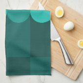 Retro Geometrie Strepen Cirkels Blauwgroen Theedoek (Quarter Fold)