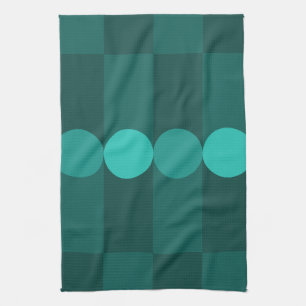 Retro Geometrie Strepen Cirkels Blauwgroen Theedoek