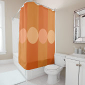 Retro Geometrie Strepen Cirkels Sinaasappel Douchegordijn (In situ)