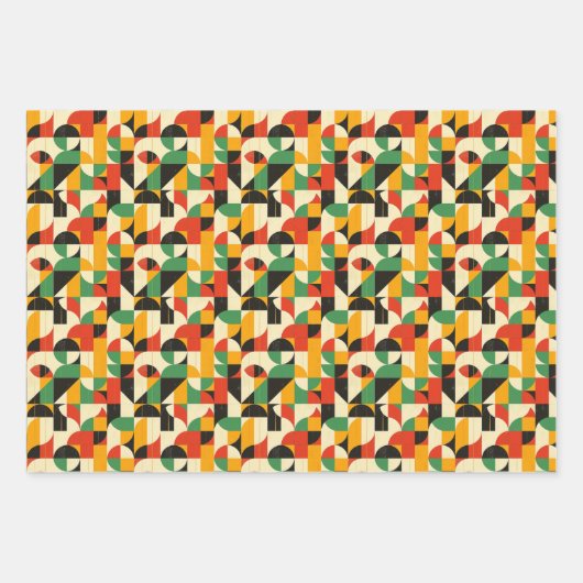 Retro Geometrisch 2D Patroon – Vetgedrukte Mid-Cen Inpakpapier Vel (Voorkant 3)