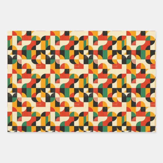Retro Geometrisch 2D Patroon – Vetgedrukte Mid-Cen Inpakpapier Vel (Voorkant 2)