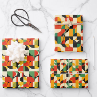Retro Geometrisch 2D Patroon – Vetgedrukte Mid-Cen Inpakpapier Vel