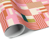 Retro Geometrisch Abstract Mozaïek Cadeaupapier (Rol Hoek)