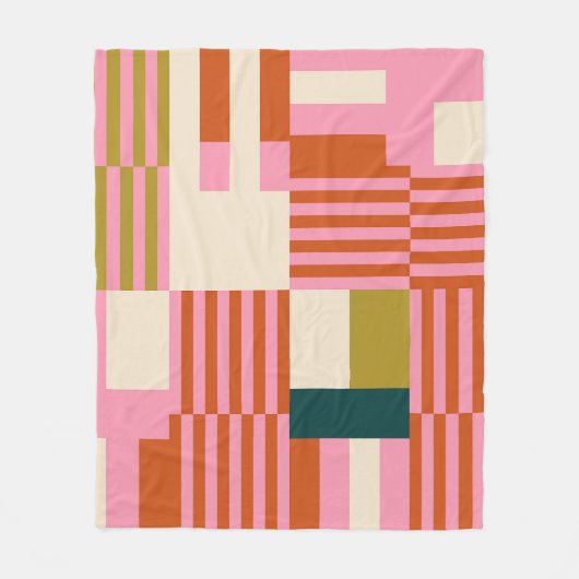 Retro Geometrisch Abstract Mozaïek Fleece Deken (Voorkant)