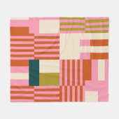 Retro Geometrisch Abstract Mozaïek Fleece Deken (Voorkant (Horizontaal))