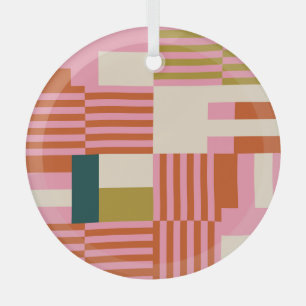 Retro Geometrisch Abstract Mozaïek Glas Ornament