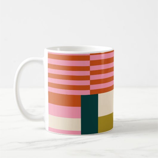 Retro Geometrisch Abstract Mozaïek Koffiemok (Links)
