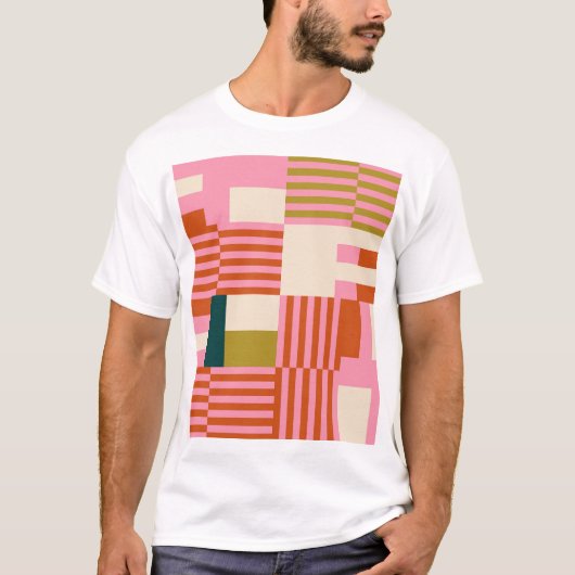 Retro Geometrisch Abstract Mozaïek T-shirt (Voorkant)