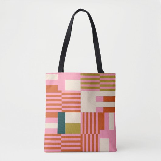 Retro Geometrisch Abstract Mozaïek Tote Bag (Voorkant)