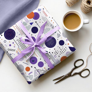Retro Geometrisch Abstract Pat3 Paars Oranje ID106 Cadeaupapier