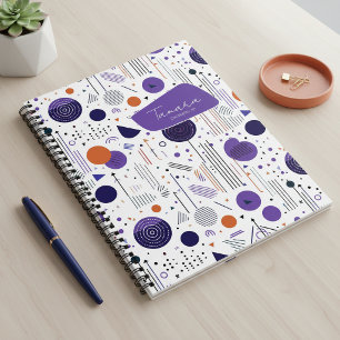 Retro Geometrisch Abstract Pat3 Paars Oranje ID106 Notitieboek