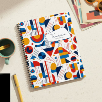 Retro geometrisch abstract pat#11 Navy Goud ID1067 Notitieboek