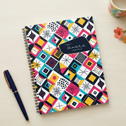Retro geometrisch abstract pat#12 multi kleur ID10 Notitieboek