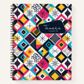 Retro geometrisch abstract pat#12 multi kleur ID10 Notitieboek (Voorkant)