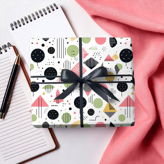 Retro Geometrisch Abstract Pat#2 Sage Roze ID1067 Cadeaupapier