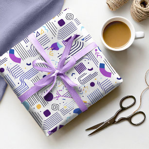 Retro Geometrisch Abstract Pat#4 Paars Blauw ID106 Cadeaupapier