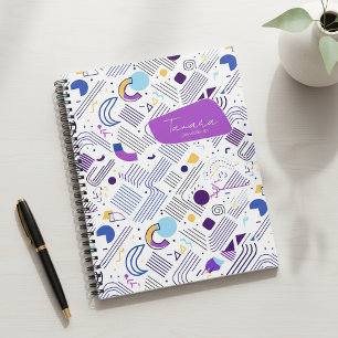 Retro geometrisch abstract pat#4 paars blauw ID106 Notitieboek
