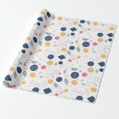 Retro Geometrisch Abstract Pat#6 Navy Roze ID1067 Cadeaupapier (Uitgerold)
