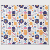 Retro Geometrisch Abstract Pat#7 Indigo ID1067 Cadeaupapier (Vlak)