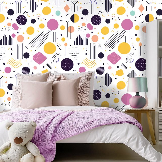 Retro geometrisch Abstract Pat#8 Magenta ID1067 Behang (Creator heeft geüpload)