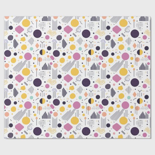 Retro Geometrisch Abstract Pat#8 Magenta ID1067 Cadeaupapier (Vlak)