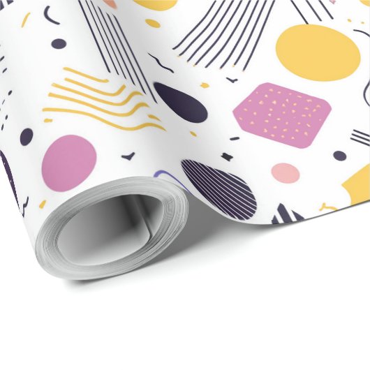 Retro Geometrisch Abstract Pat#8 Magenta ID1067 Cadeaupapier (Rol Hoek)