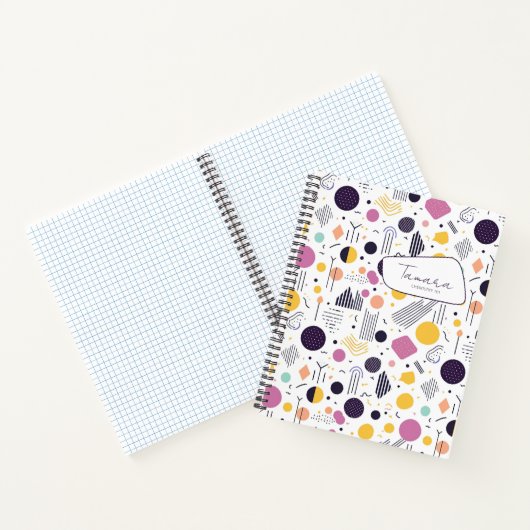 Retro geometrisch Abstract Pat#8 Magenta ID1067 Notitieboek (Binnen)