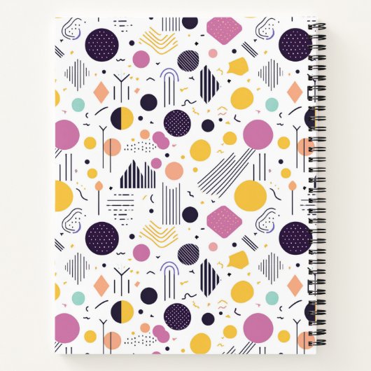 Retro geometrisch Abstract Pat#8 Magenta ID1067 Notitieboek (Achterkant)