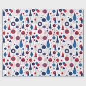 Retro Geometrisch Abstract Pat#9 Navy Rood ID1067 Cadeaupapier (Vlak)