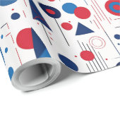 Retro Geometrisch Abstract Pat#9 Navy Rood ID1067 Cadeaupapier (Rol Hoek)