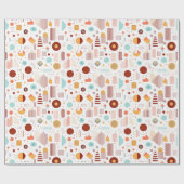 Retro geometrisch abstract patroon #5 baksteen gou cadeaupapier (Vlak)