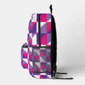 Retro Geometrisch Abstract Roze Paars & Wit Bedrukte Rugzak (Rechts)