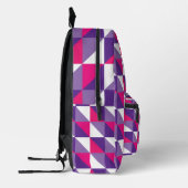 Retro Geometrisch Abstract Roze Paars & Wit Bedrukte Rugzak (Links)