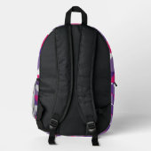 Retro Geometrisch Abstract Roze Paars & Wit Bedrukte Rugzak (Achterkant)