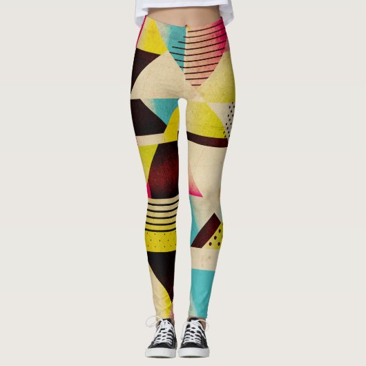 Retro geometrisch: Abstracte patroonachtergrond Leggings (Voorkant)