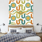 Retro geometrisch atoompatroon uit het midden van canvas afdruk (Insitu (Slaapkamer))