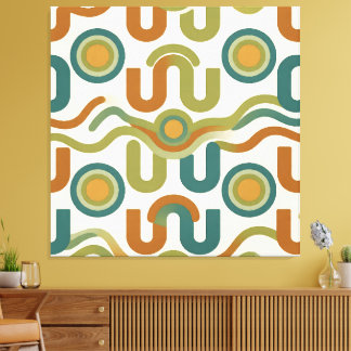 Retro geometrisch atoompatroon uit het midden van  canvas afdruk