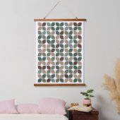 Retro geometrisch bladpatroon groen bruin taupe hangend wandkleed (Slaapkamer)